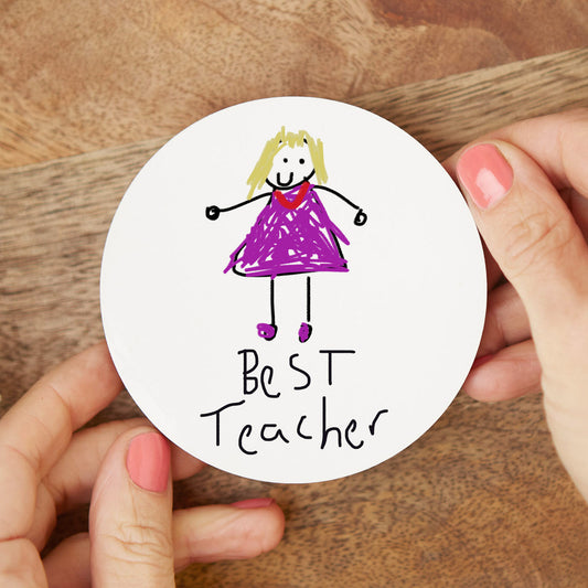 Ceramic Coaster for Teachers made with Child's Artwork |Little Heirloom
