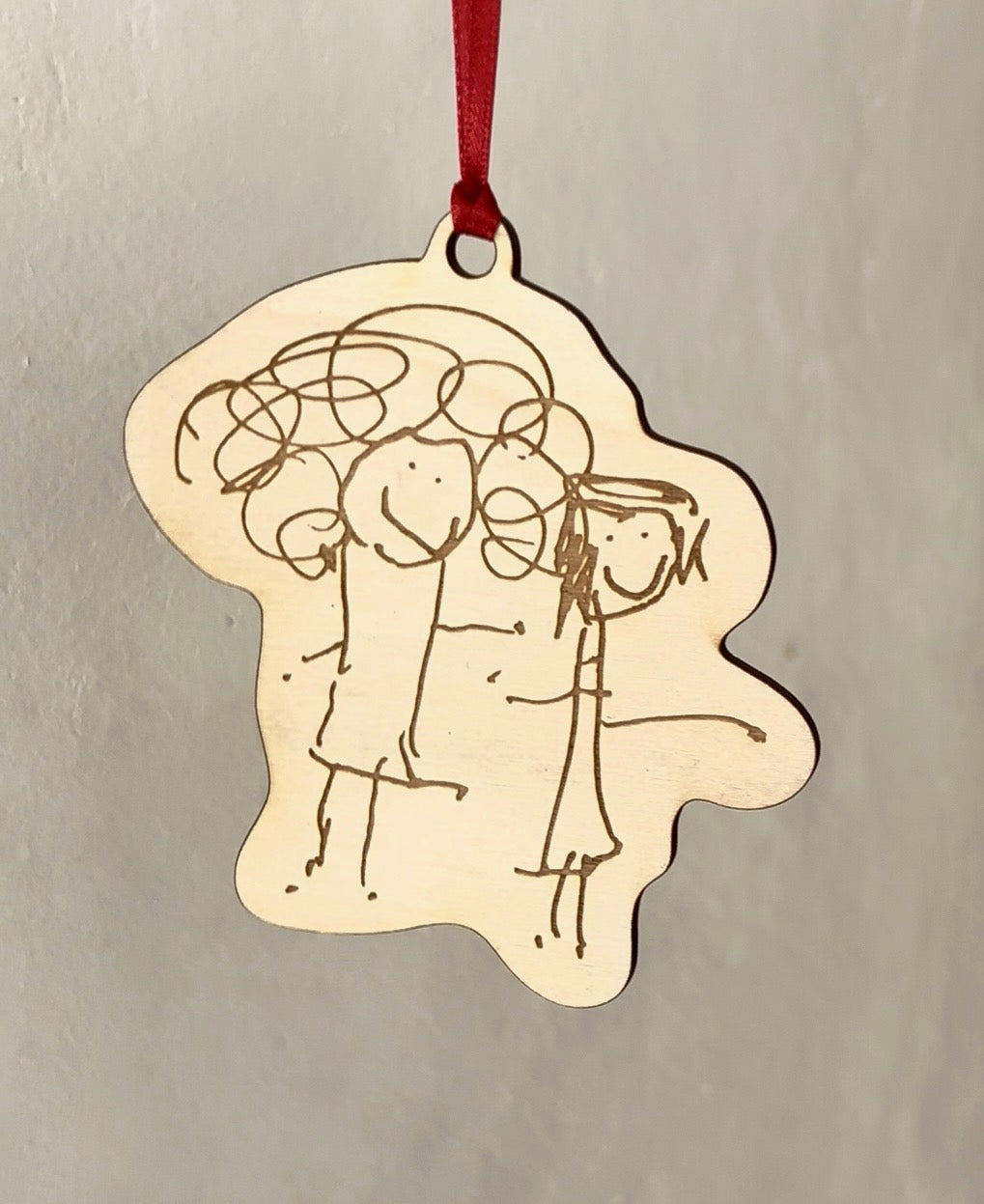 Wooden Christmas Tree Decoration Made From Your Children's Artwork