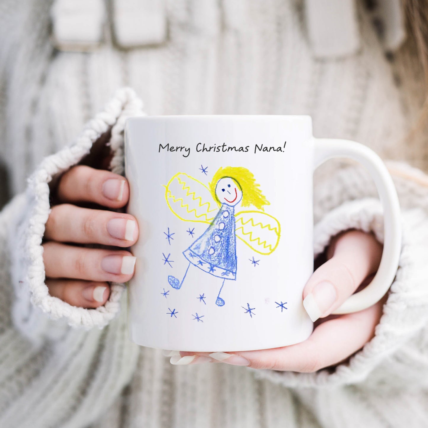 Angel Christmas Mug Made From Child's Drawing | Little Heirloom