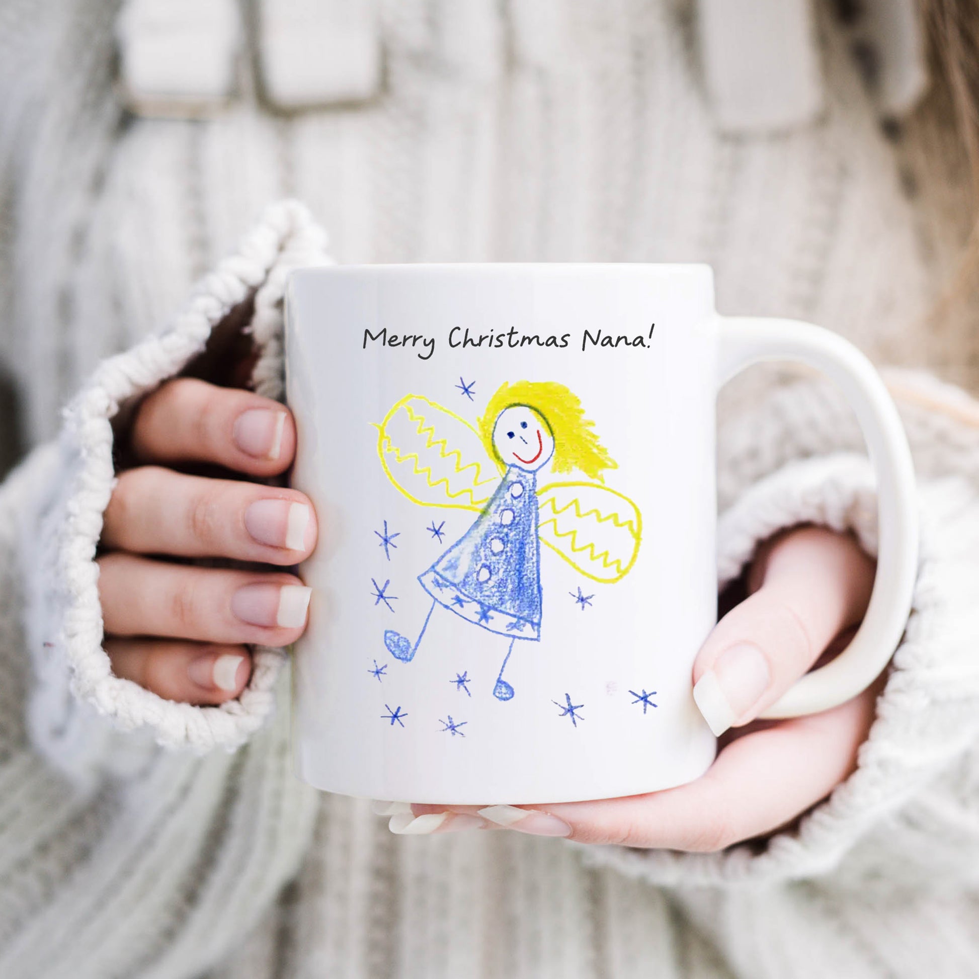 Angel Christmas Mug Made From Child's Drawing | Little Heirloom