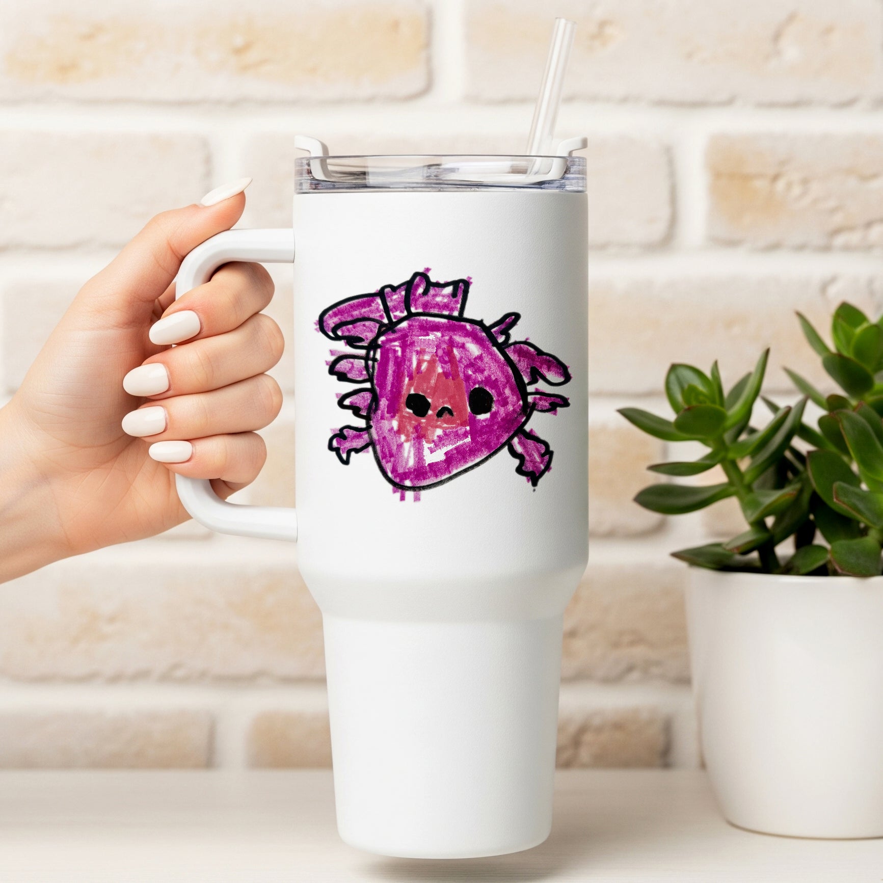 Thermal Travel Mug with Child's Artwork on it | Little Heirloom