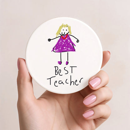 Ceramic Coaster for Teachers made with Child's Artwork |Gift for teachers | Little Heirloom