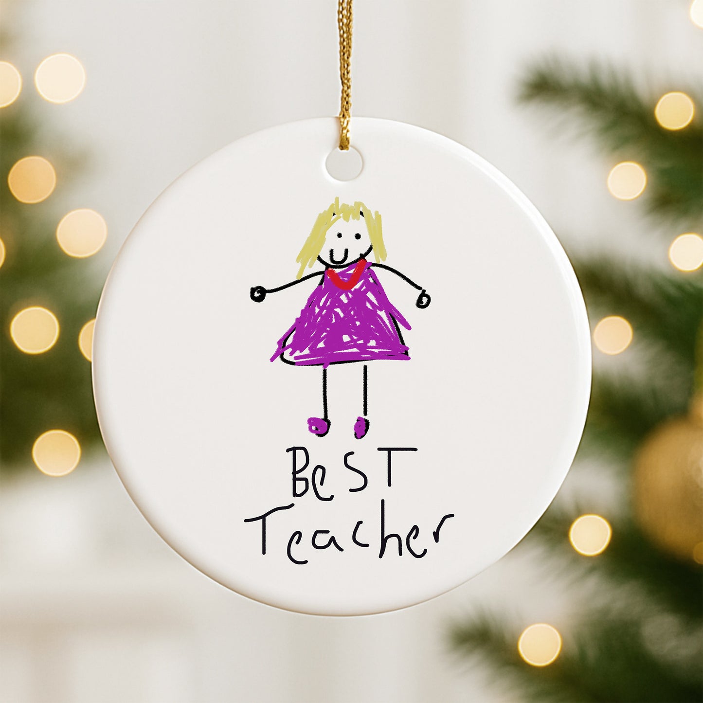 Teacher Christmas Bauble made from Children's drawings | Gift fro teachers  Little Heirloom
