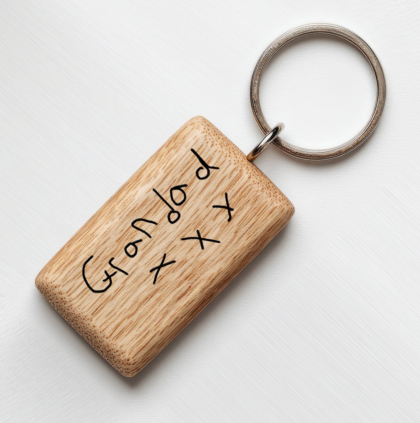 Wooden Keychain with Child's Writing of Grandad on it | Little Heirloom