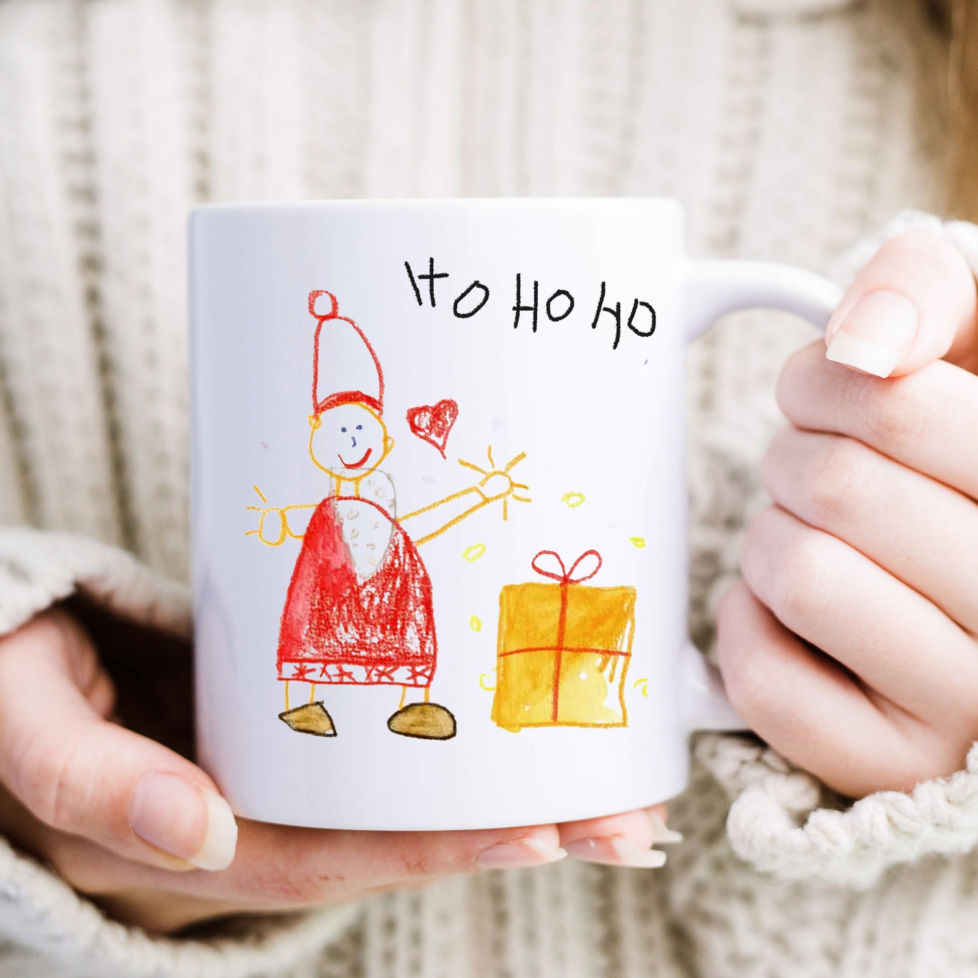 Santa Christmas Mug Made From Child's Drawing | Little Heirloom