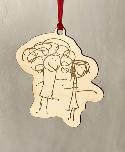 Children’s Artwork Wooden Christmas Tree Decoration
