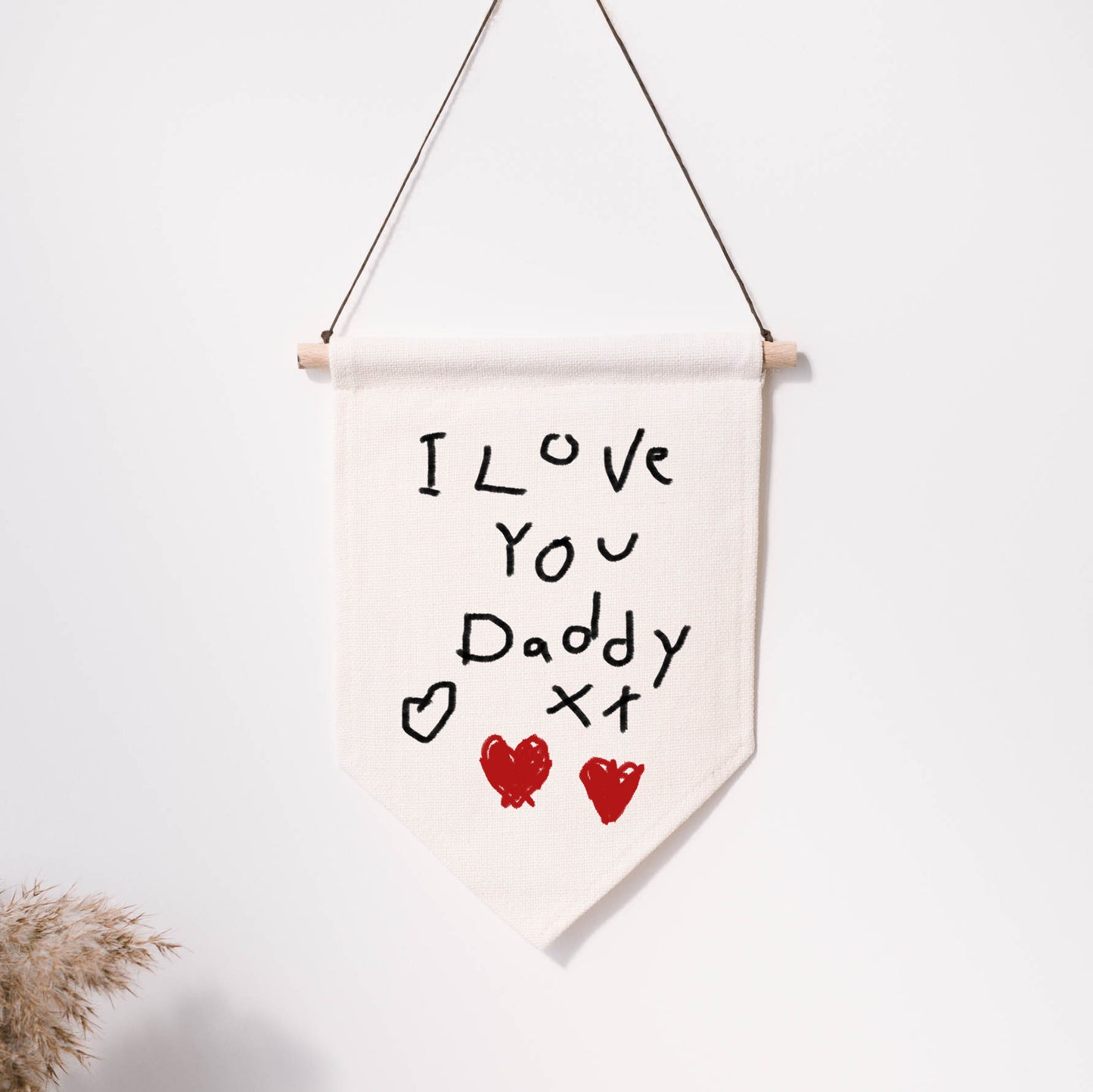 Hanging banner with 'I Love You Daddy' text on a white background | Little Heirloom