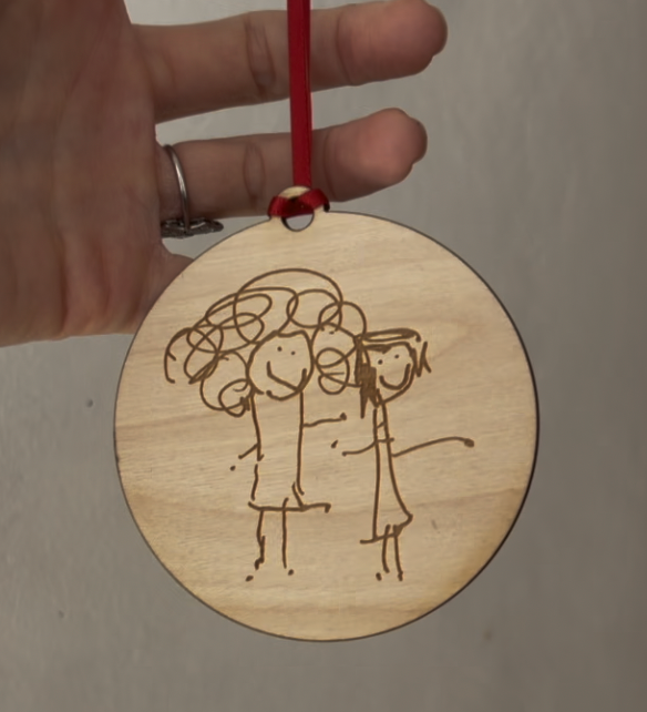 Children’s Artwork Wooden Christmas Tree Decoration - Round