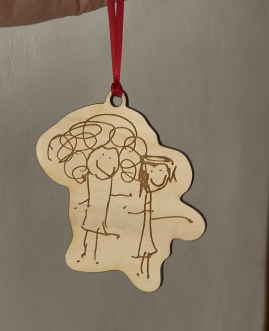 Children’s Artwork Wooden Christmas Tree Decoration